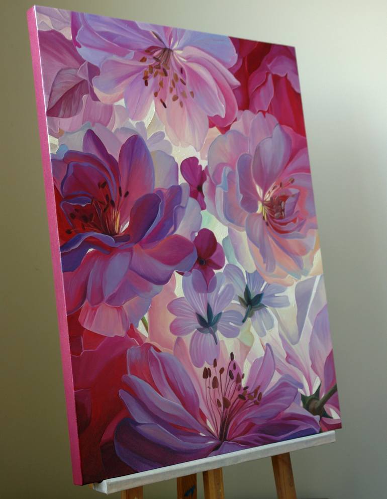 Original Art Deco Floral Painting by Ekaterina Vestnikova