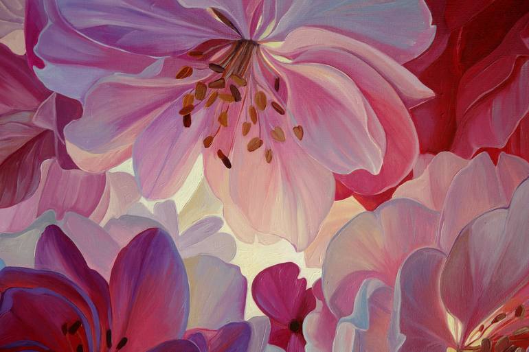 Original Art Deco Floral Painting by Ekaterina Vestnikova