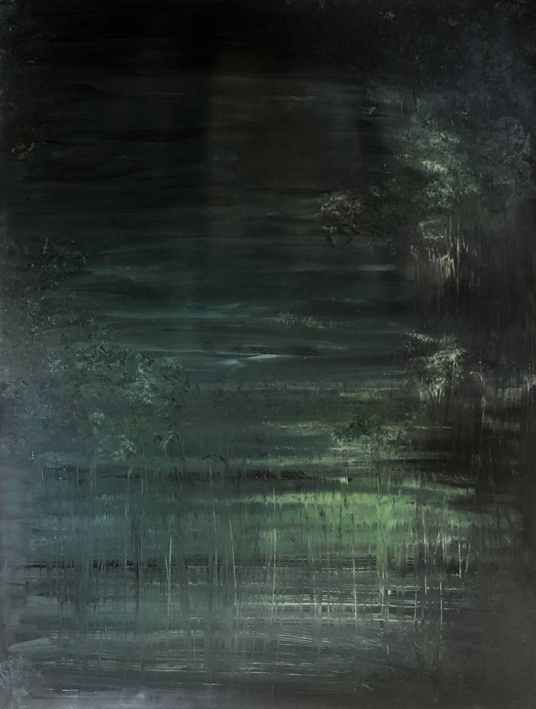 Original Landscape Painting by Tea P | Abstract Expressionism Art on Paper | The night fall