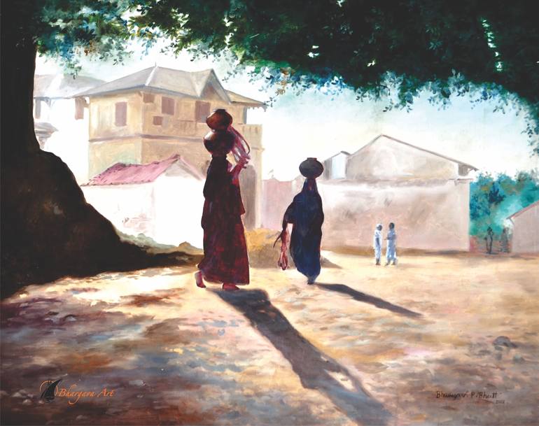 village morning painting