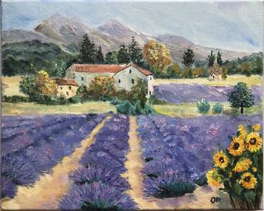 Provence painting, lavender field thumb