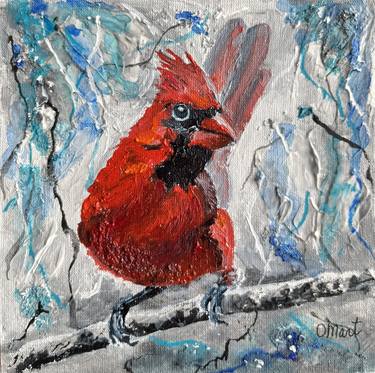 Cardinal Painting Red Bird Original thumb