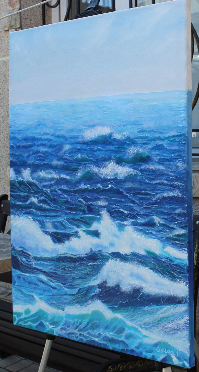Original Modernism Seascape Painting by Olga Mart