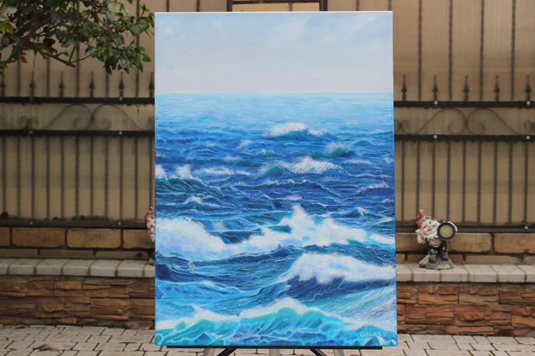 Original Modernism Seascape Painting by Olga Mart