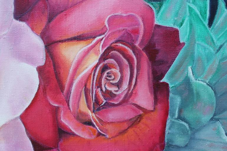 Original Art Deco Floral Painting by Olga Mart