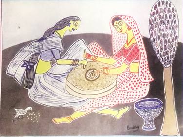 Print of Rural life Paintings by Prabha Sharma