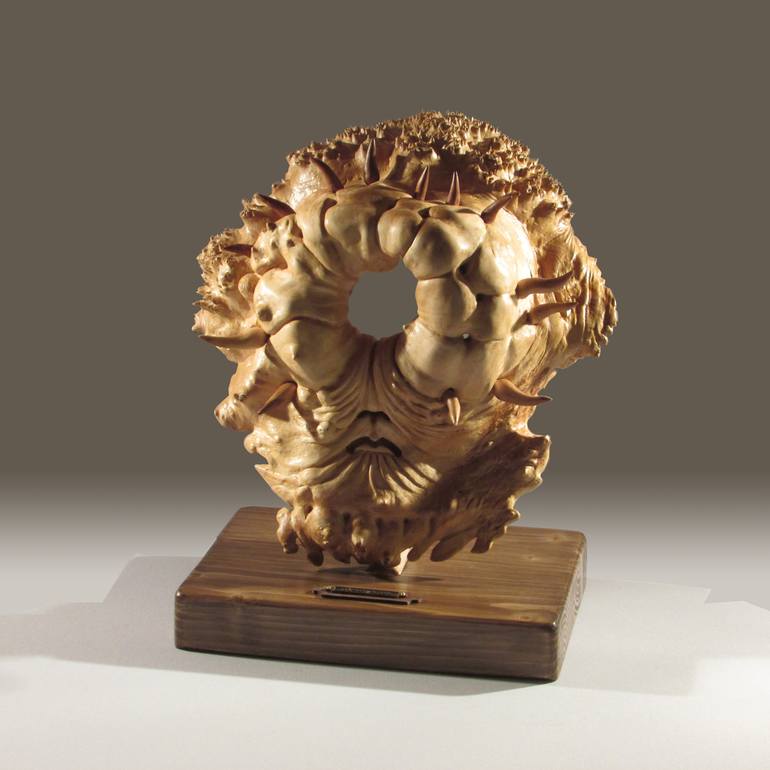 Abstract Sculpture Of White Poplar Cyclops Mask, Greek Mythology