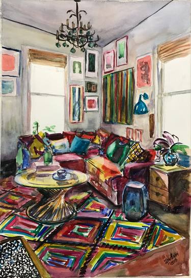 Print of Impressionism Interiors Paintings by Kateryna Krivchach