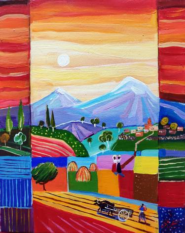 Print of Art Deco Landscape Paintings by Sona Petrosyan