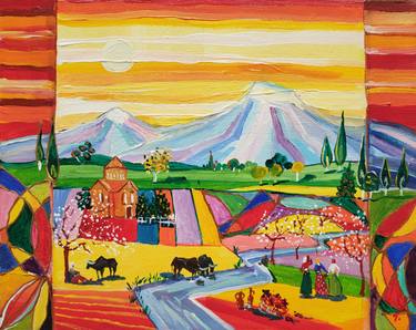 Print of Art Deco Landscape Paintings by Sona Petrosyan