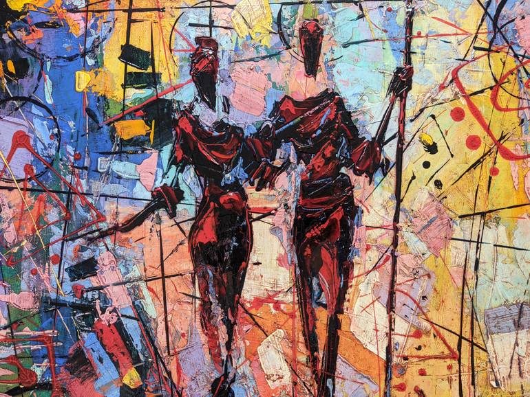 Original Abstract People Painting by Movses Petrosyan