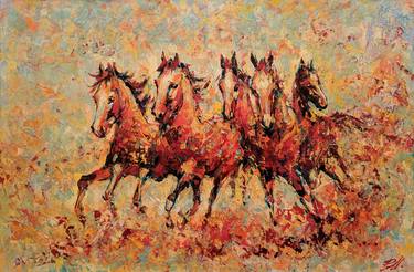 Print of Horse Paintings by Movses Petrosyan