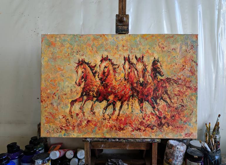 Original Abstract Horse Painting by Movses Petrosyan
