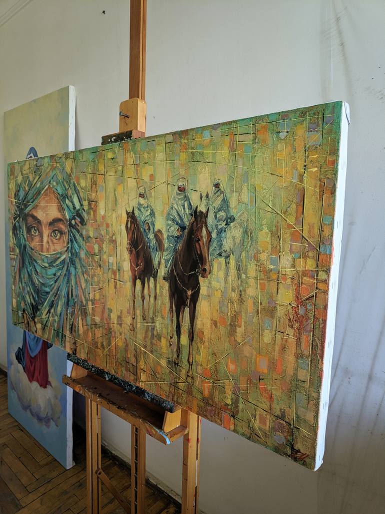Original Abstract Portrait Painting by Movses Petrosyan