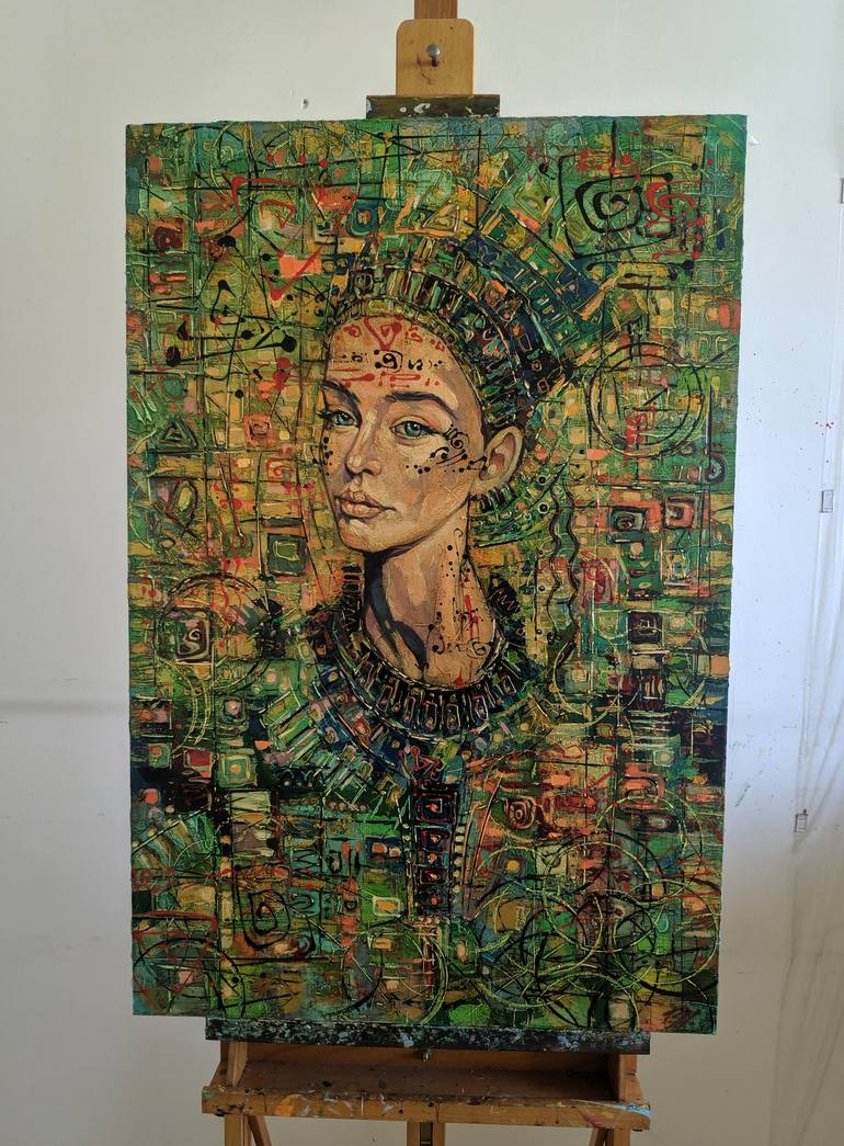 Original Abstract Portrait Painting by Movses Petrosyan