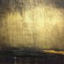 Night Rain Tryptic #2, oil on board, 13.5 x 13.5 x 2, third of three panels. Total height 13.5", width 40", individually framed