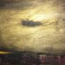 Night Rain Tryptic #2, oil on board, 13.5" x 13.5" x 2", second of three panels