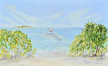 Ocean Vacation. Seascape Painting of Tropical Beach thumb
