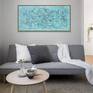 Abstract teal blue large coastal painting