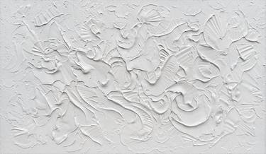 WISH. Abstract White Textured 3D Art, Coastal Painting thumb
