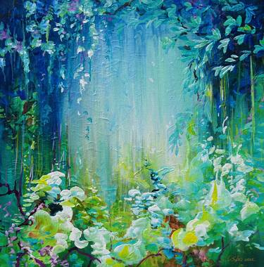 Magic garden #209. Blue, purple, white, flower garden, pond thumb