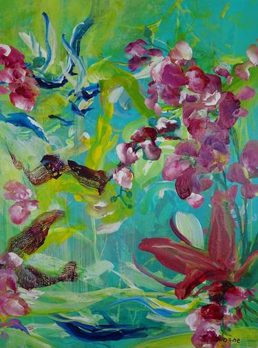 Abstract Orchid. Floral Garden textured painting. Tropical Flowers Art. Painting #810-73 thumb