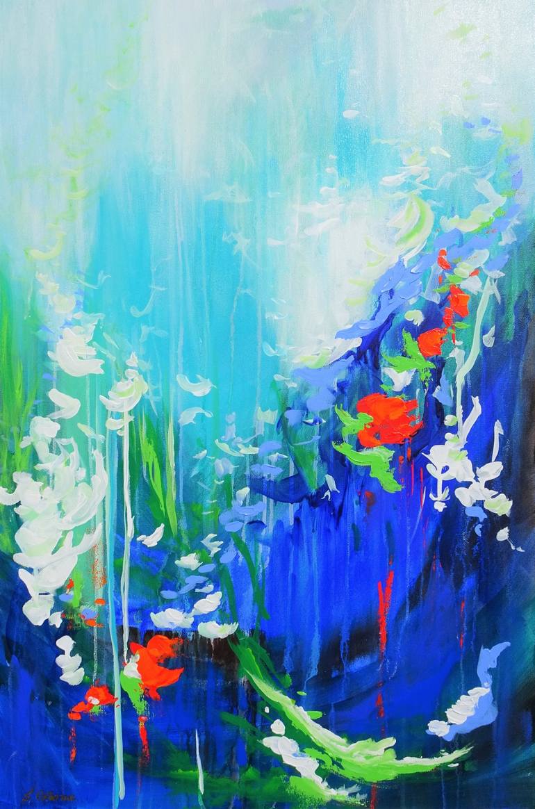 abstract tropical flower paintings