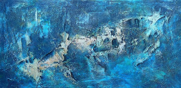 Large Blue Abstract Seascape Textured Painting Blue, Silver, Gold. Modern  Art with Heavy Texture. Abstract Landscape Contemporary Artwork for  Livingroom or Bedroom Painting by Sveta Osborne