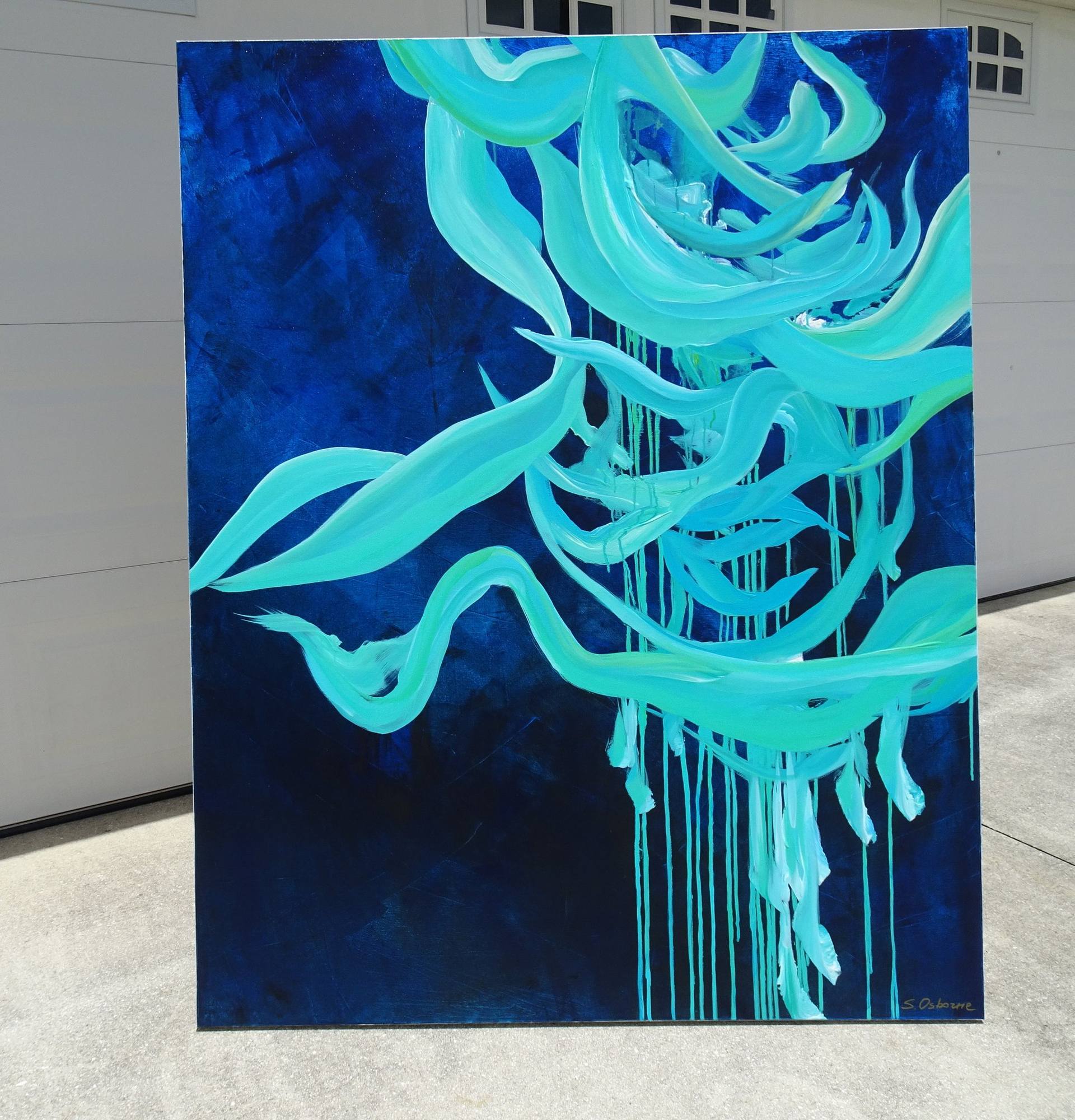 Peinture scintillante, Art scintillant, peinture sur verre scintillant  turquoise, art scintillant turquoise, art mural turquoise, décor scintillant  turquoise -  Canada