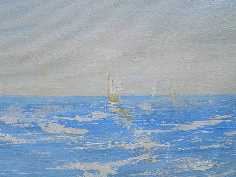 Original Abstract Sailboat Painting by Sveta Osborne