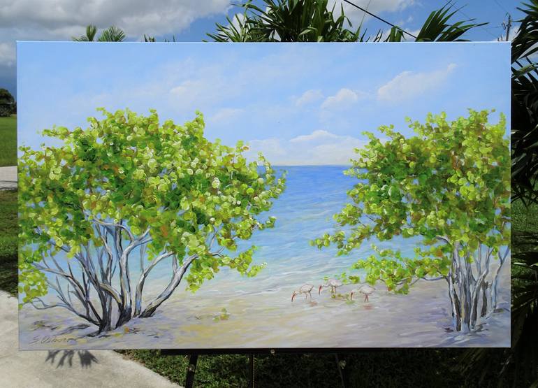 Original Expressionism Beach Painting by Sveta Osborne