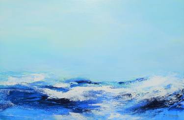 OCEAN WAVES. Abstract Seascape Acrylic Painting on Canvas. Minimalistic Blue Ocean Waves Contemporary Sea Coastal Art thumb