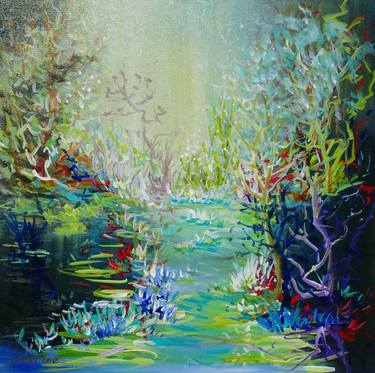 WATER LILY POND. Modern Impressionism inspired by Claude Monet Water-lilies thumb