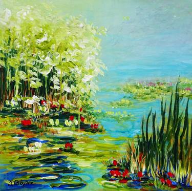 Water Lily Pond Ii Water Reflections Modern Impressionism Inspired By Claude Monet Water Lilies Painting By Sveta Osborne Saatchi Art