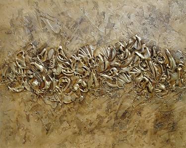 WILD TREASURE. Gold Bronze Brown Abstract Painting 3D Art thumb