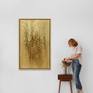 Contemporary painting with heavy texture in gold, brown, and bronze colors.