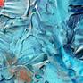 Blue, teal, turquoise extra large abstract coastal art with 3D dimension