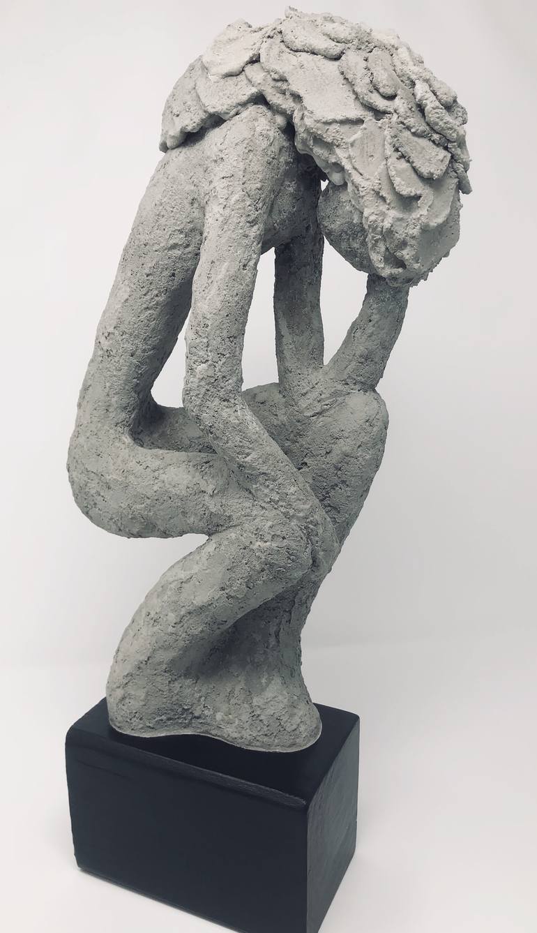 Thinker, Hand formed cement/concrete sculpture - Print