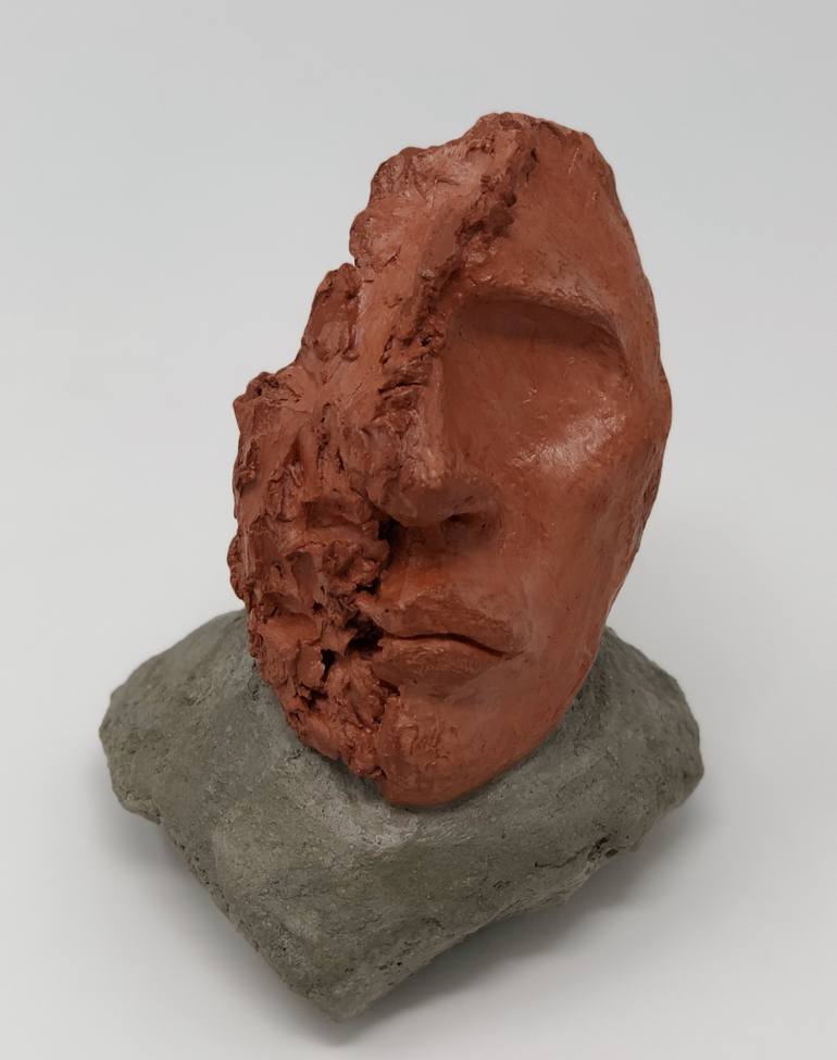 Self Portrait, hand formed clay and cement sculpture - Print
