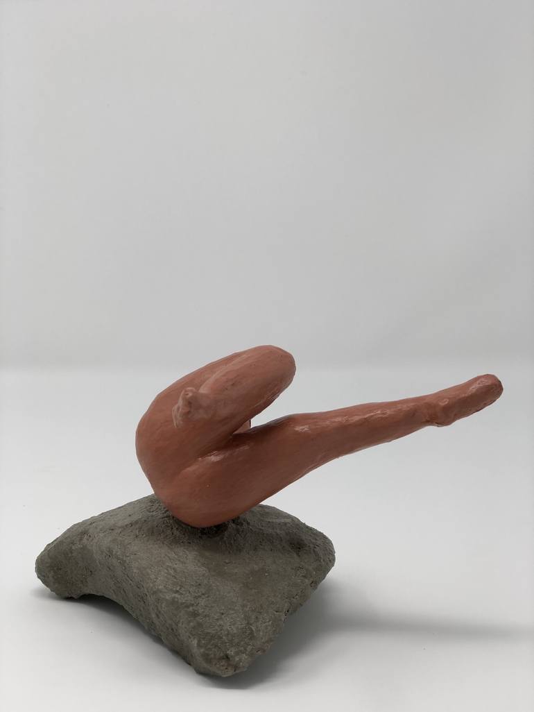 Kick - Clay Sculpture Sculpture by Diane Tacinelli