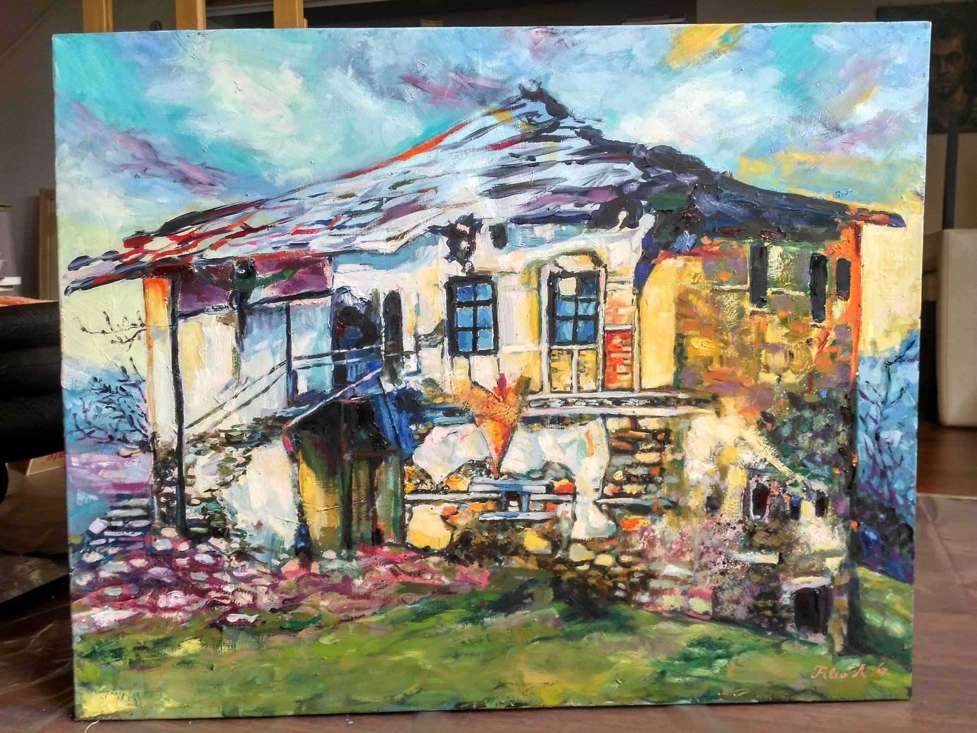 old village house painting