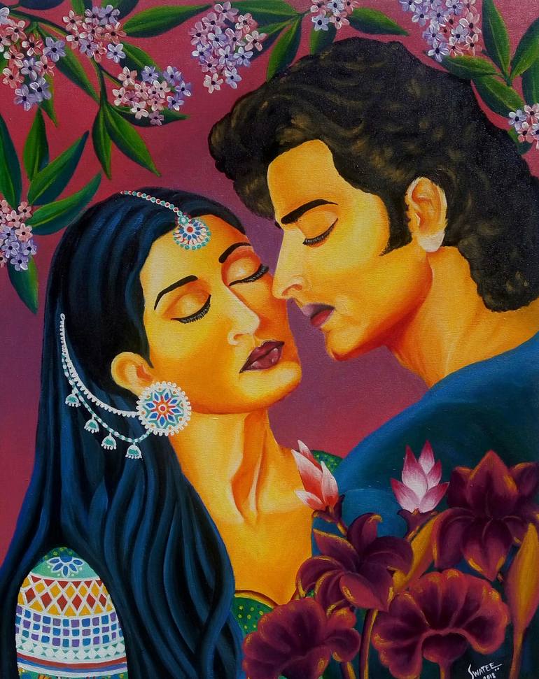 Original Painting Abstract Large Painting Love Couple Romantic Painting  Romantic Wall Art Unique Wall Art Large