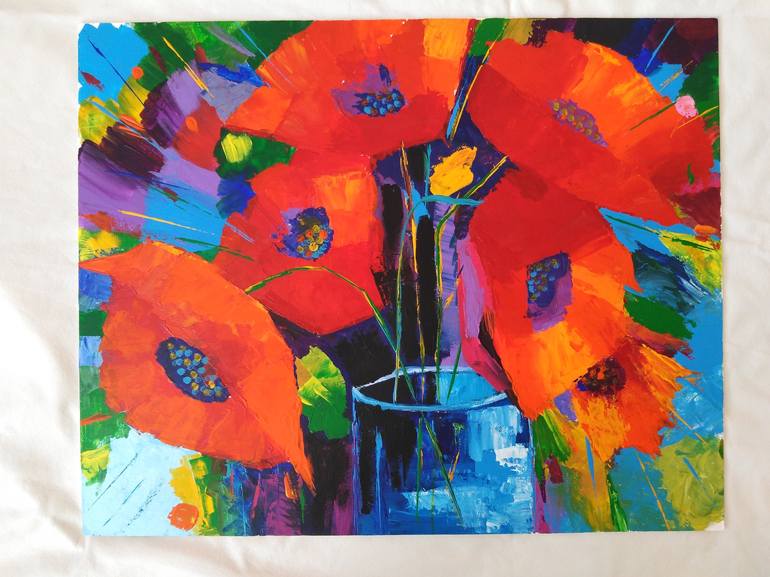 Poppies Painting By A L | Saatchi Art