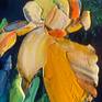 The artwork depicting abstract irises was painted in a single copy. A good gift for friends, suitable for any modern interior.