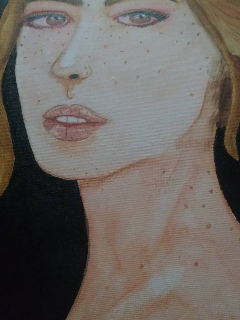 Original Art Deco Portrait Painting by Juju x