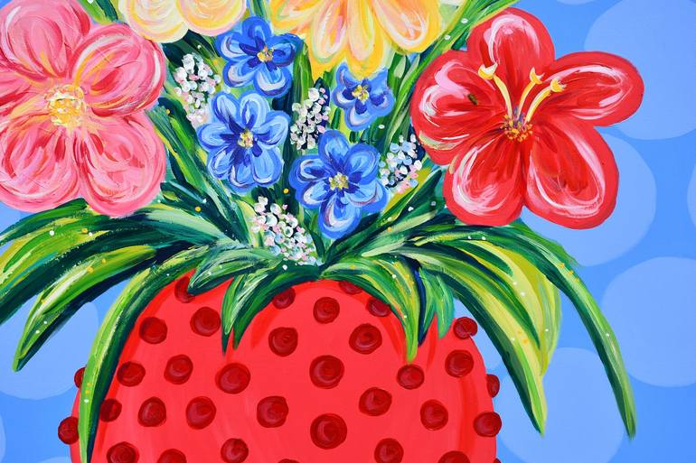 Original Pop Art Floral Painting by Magdalena Bukowska