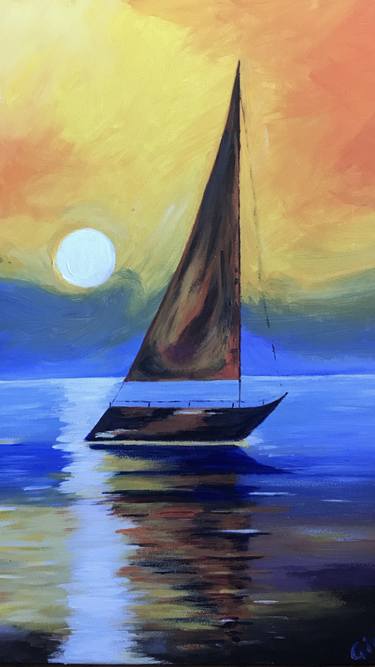 Sunset and sailboat thumb