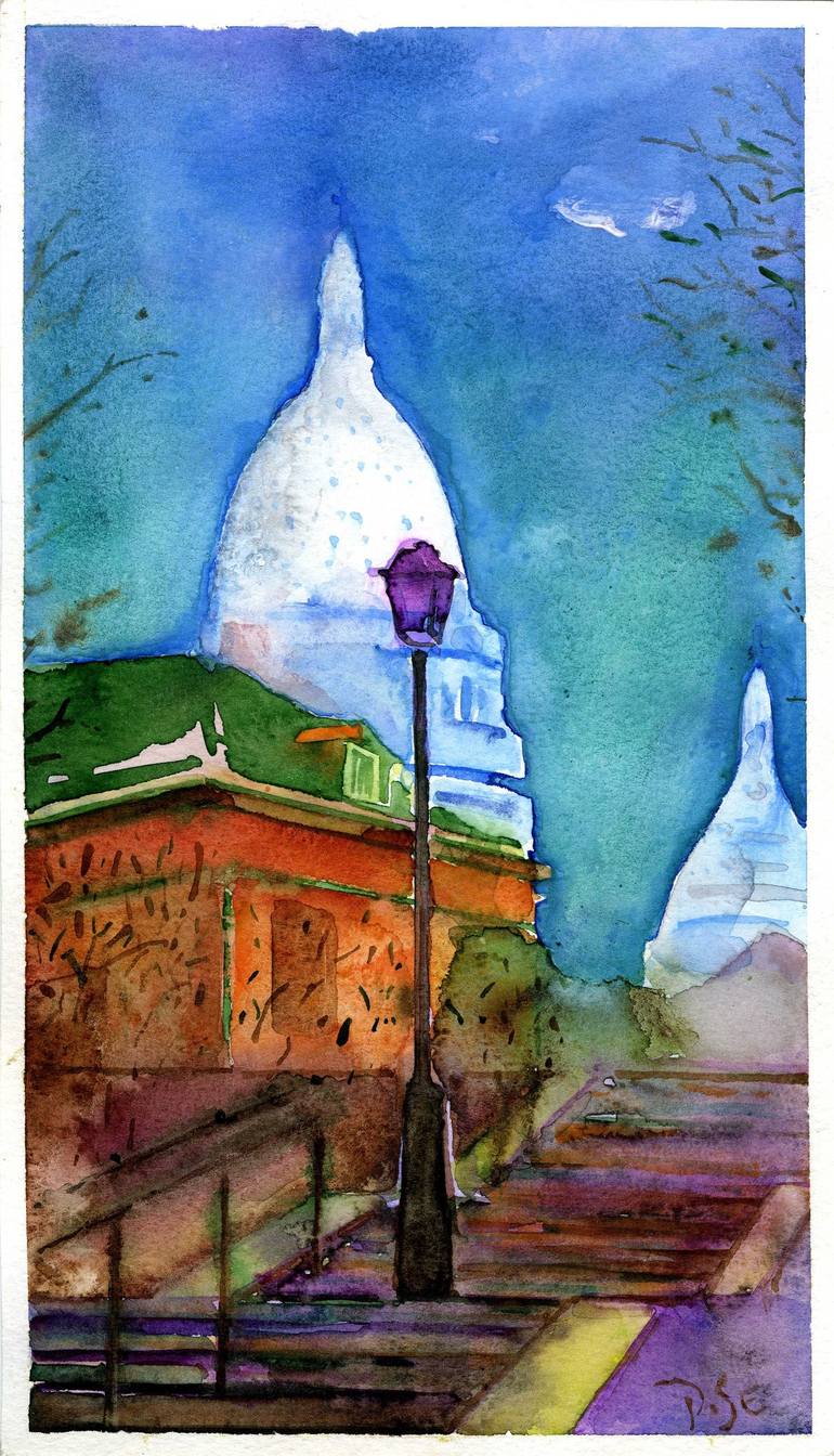 Original Landscape Painting by Igor Pose | Documentary Art on Paper | Winter in Paris