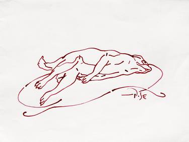 Print of Minimalism Dogs Drawings by Igor Pose