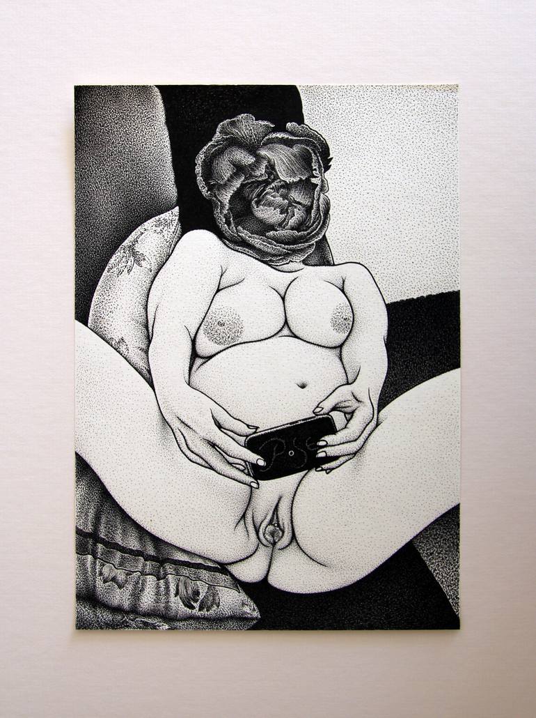 Original Art Deco Nude Drawing by Igor Pose